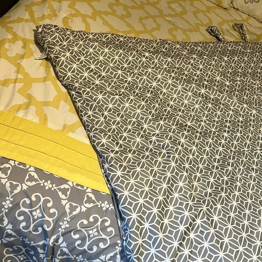 Queen Comforter Bedding Set Gray Yellow Medallion Better Homes Gardens 5 Pc